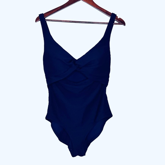Anne Cole Other - Anne Cole Navy Dream Weaver Twist Front One Piece Swimsuit Cutout Womens Size 12